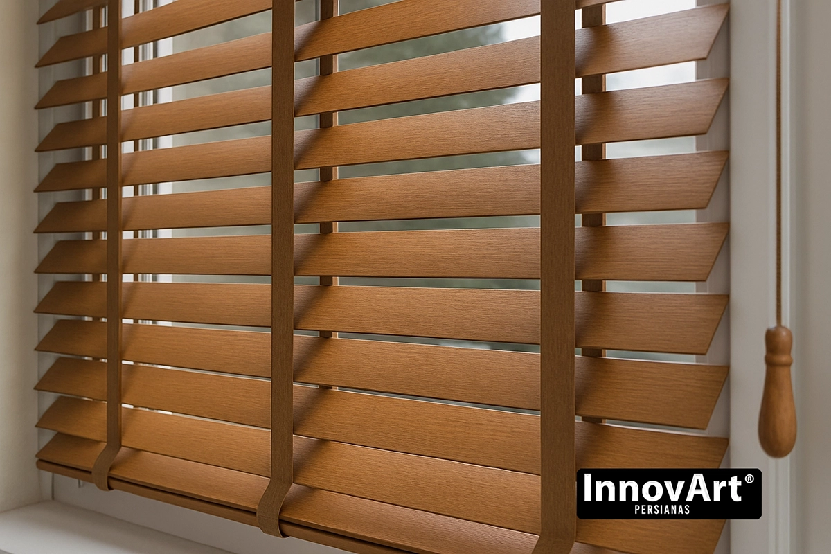 Persianas Venecianas de Madera instaladas en ventana
